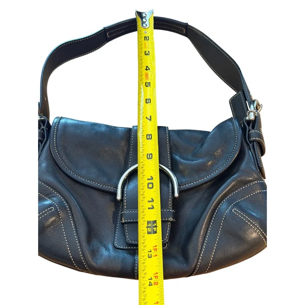 Coach Soho Buckle Flap Bag Small Black Leather 9247 • Silver Hardware Y2K Retro
